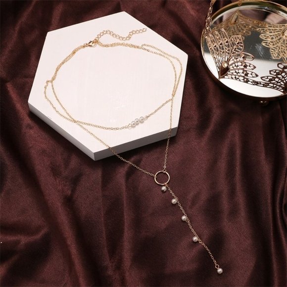 💎✨ Pearl Drop Lasso Necklace - Picture 2 of 6